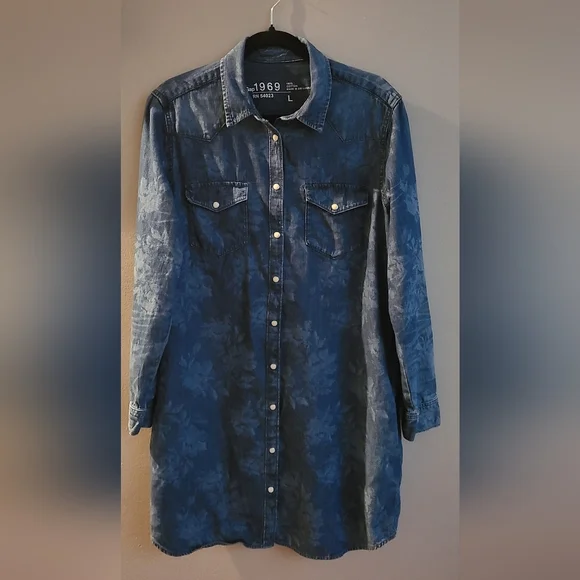 GAP 1969 Chambrey Jean‎ midi dress women's large - Picture 3 of 8